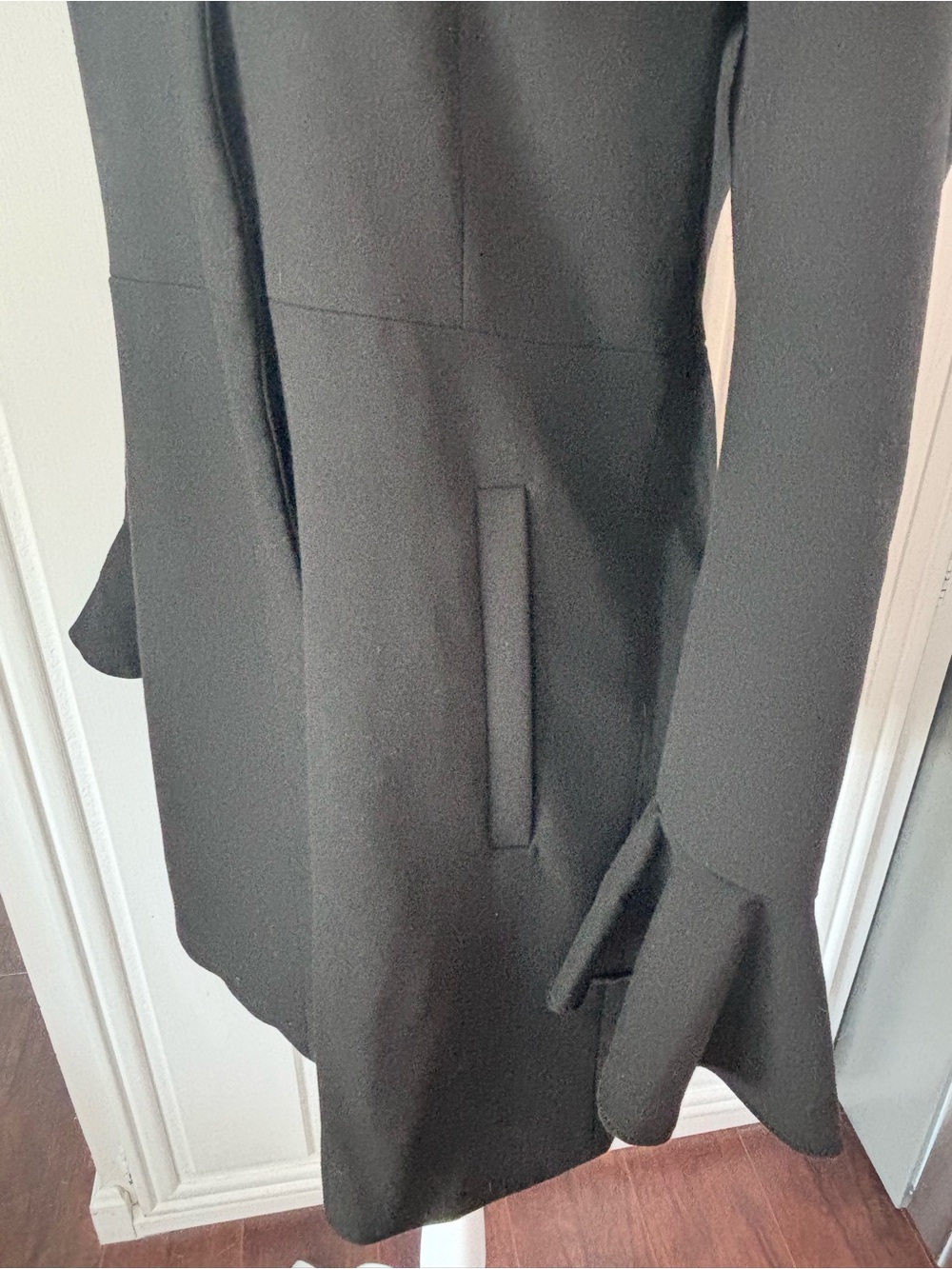 Zara Black Ruffle Cuff Coat sz S - Picture 10 of 14